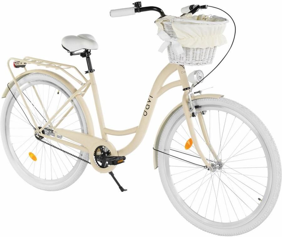 Davi Lila – Stadsfiets – 28 inch – 1 versnelling – Terugtraprem V-brake – Lage instap – Bruin Wit