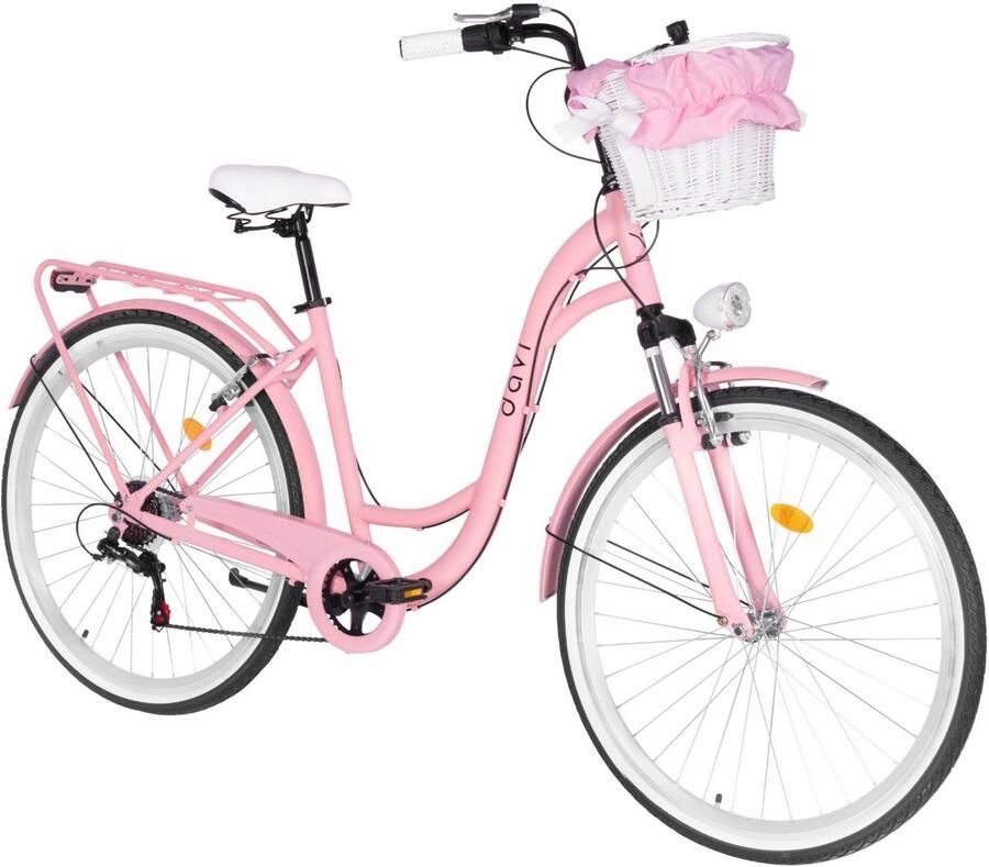 Davi Maria – Dames Stadsfiets – Aluminium – 28 inch – 7 versnellingen – Shimano – V-brake – Lage instap – Roze