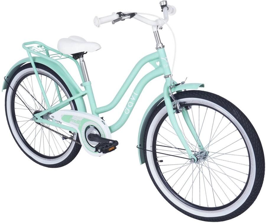 Davi Molli – Kinderfiets – 24 inch – 1 versnelling – Terugtraprem – 130-165 cm – Mintgroen – Meisje
