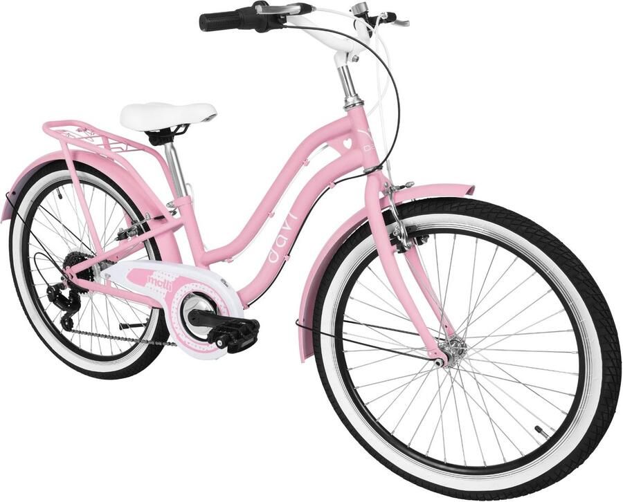 Davi Molli – Kinderfiets – 24 inch – 7 versnellingen – Shimano – V-brake – 130-165 cm – Roze – Meisje