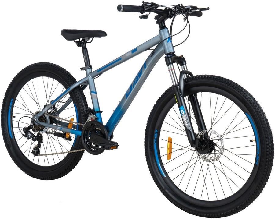 Davi Montaro – Mountainbike – 26 inch – 21 versnellingen – Aluminium frame – Schijfremmen – Voorvork met vering – Shimano – Grijs Blauw