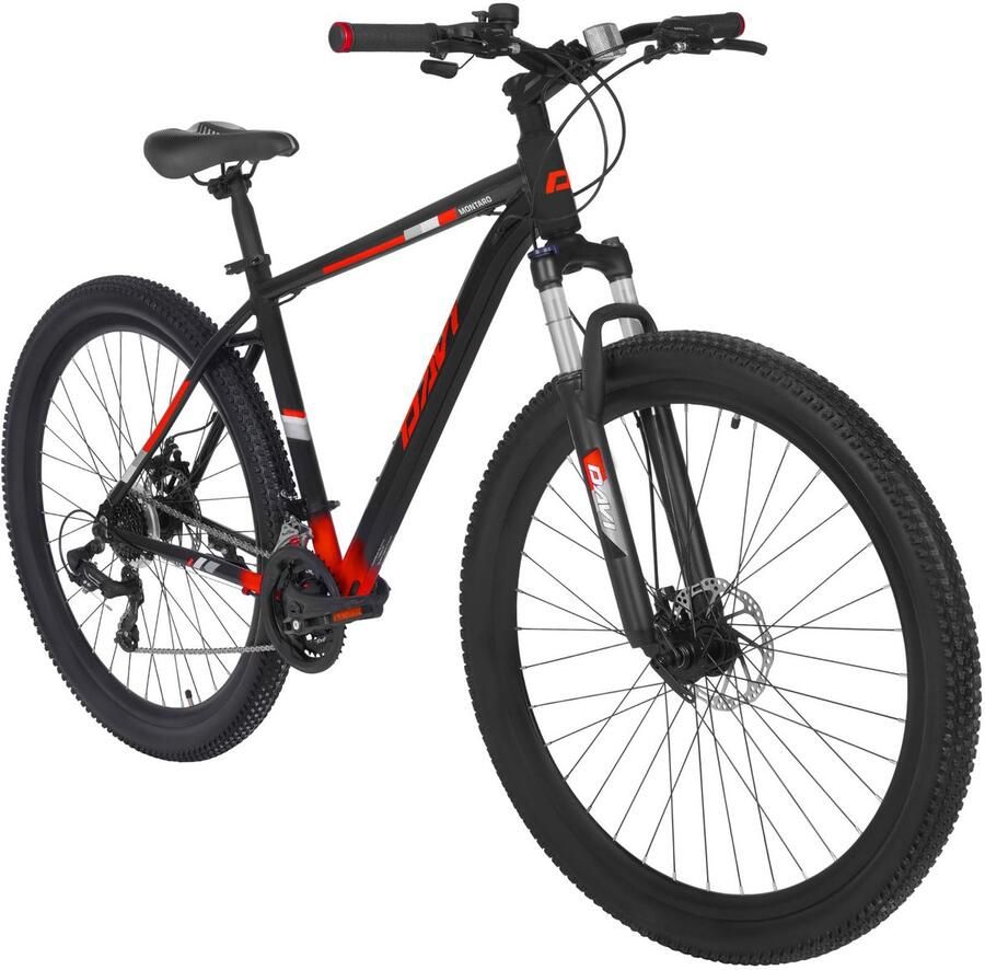 Davi Montaro – Mountainbike – 29 inch – 21 versnellingen – Aluminium frame – Schijfremmen – Voorvork met vering – Shimano – Zwart Rood
