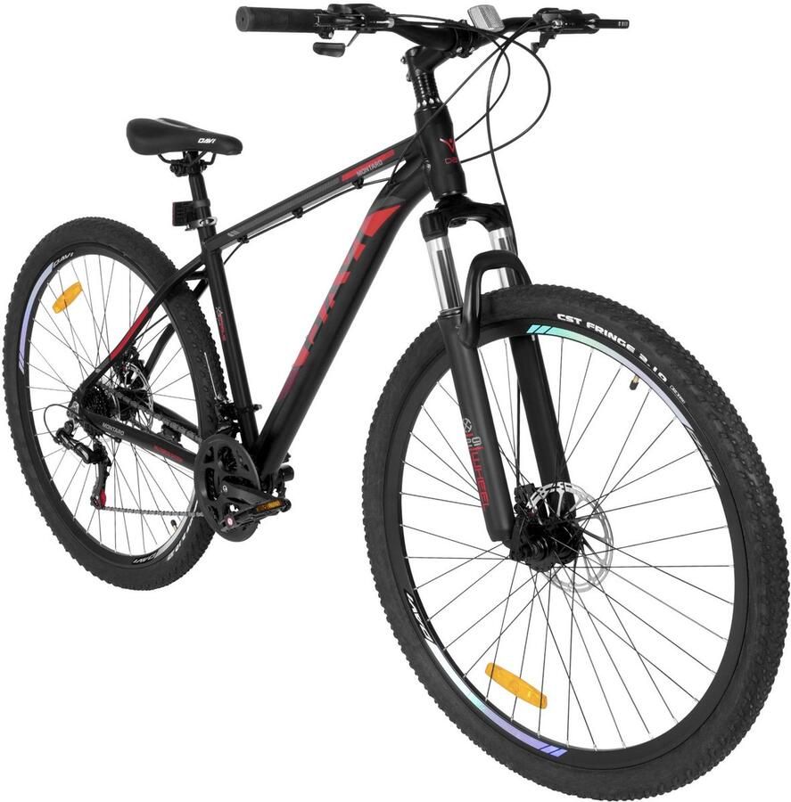 Davi Montaro – Mountainbike – 29 inch – 21 versnellingen – Aluminium frame – Schijfremmen – Voorvork met vering – Shimano – Rood Zwart - Foto 1