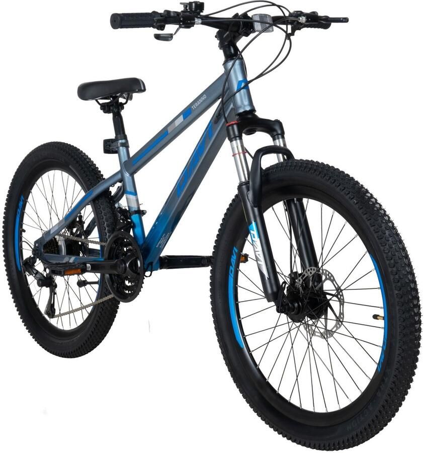 Davi Terrano – Kinderfiets – 24 inch – 21 versnellingen – Schijfremmen – 130-160 cm – Grijs Blauw – Jongen