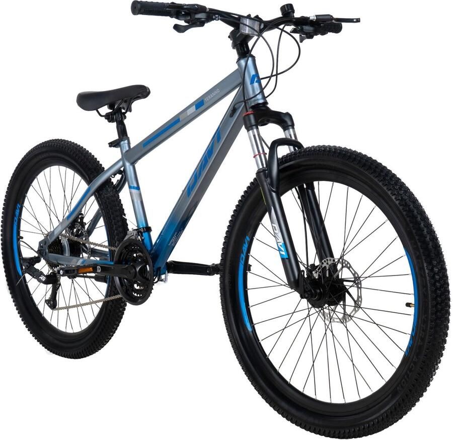 Davi Terrano – Mountainbike – 26 inch – 21 versnellingen – Schijfremmen – Voorvork met vering – Grijs Blauw