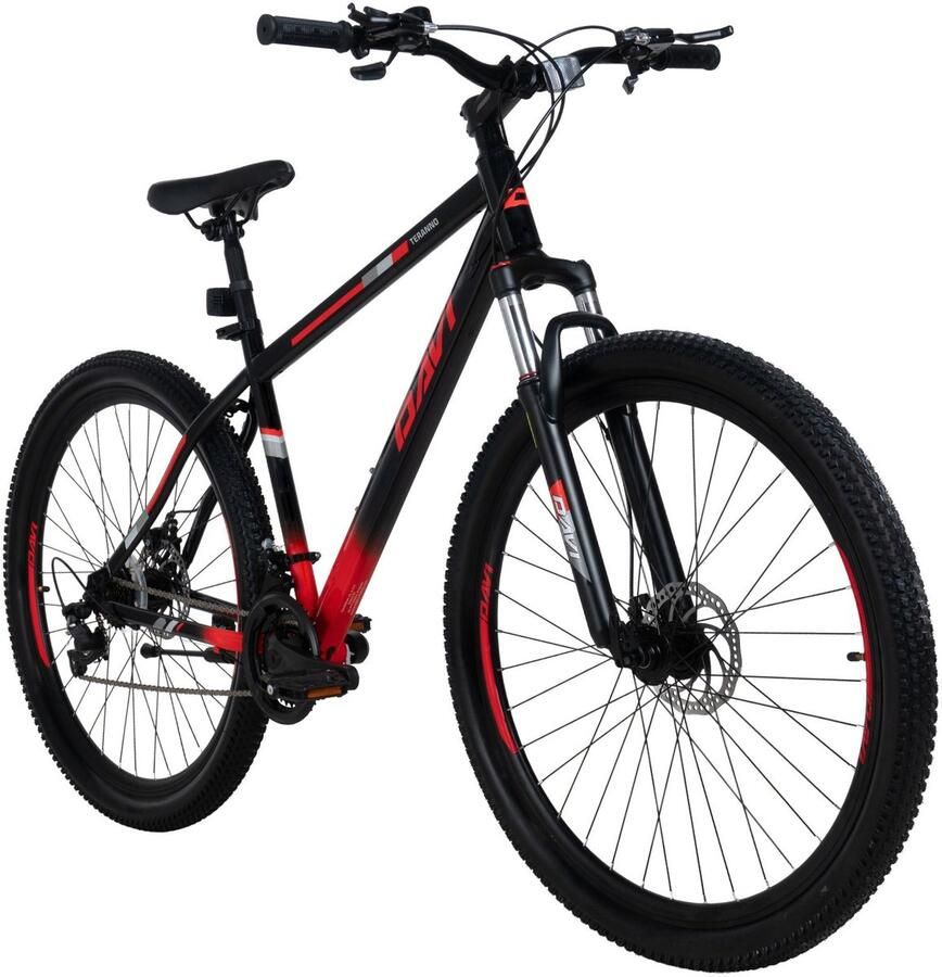 Davi Terrano – Mountainbike – 29 inch – 21 versnellingen – Schijfremmen – Voorvork met vering – Zwart Rood