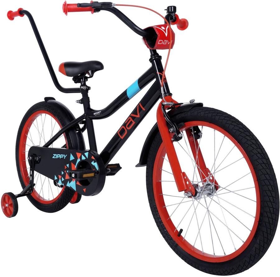 Davi Zippy – Kinderfiets – 20 inch – 1 versnelling – Terugtraprem – 110-130 cm – Zwart – Jongen