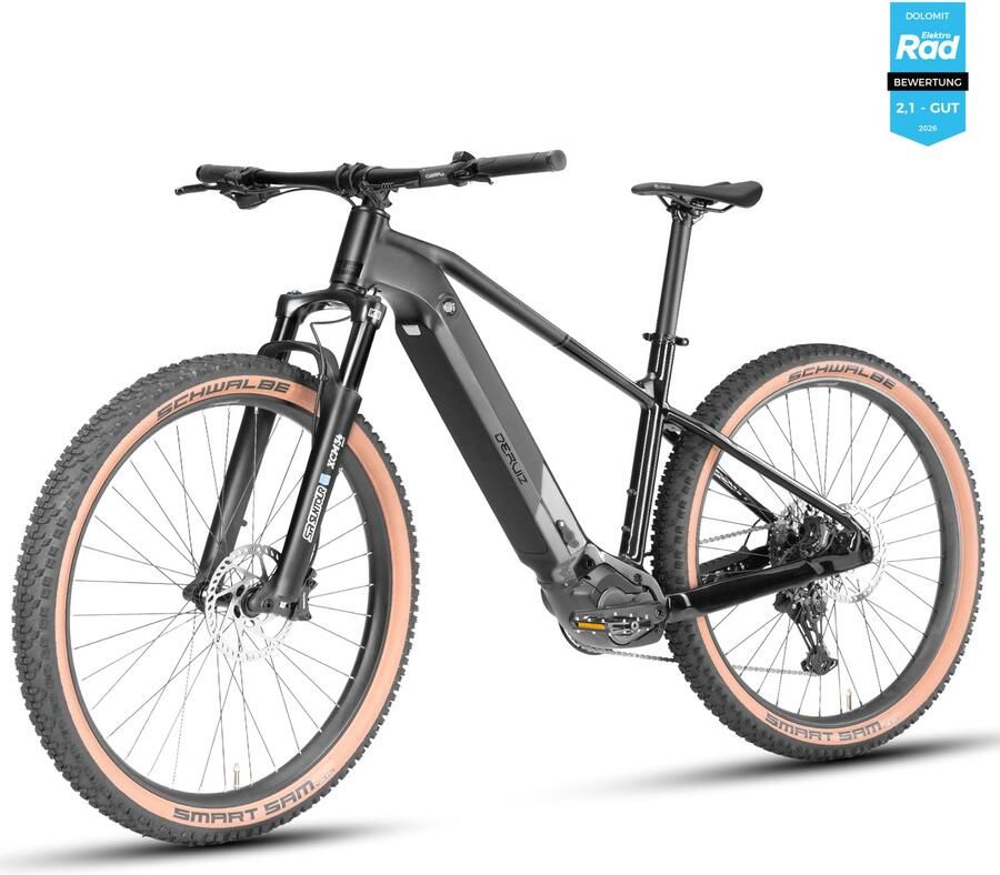 DERUIZ Dolomit E-bike 29 inch Mountainbike 720 Wh Samsung Accu 110 Nm Middenmotor 11 Versnellingen Hydraulische Schijfrem Koppelsensor 6 Ondersteuningsstanden Verende Voorvork 120 mm Unisex Zwarte luchtspiegeling