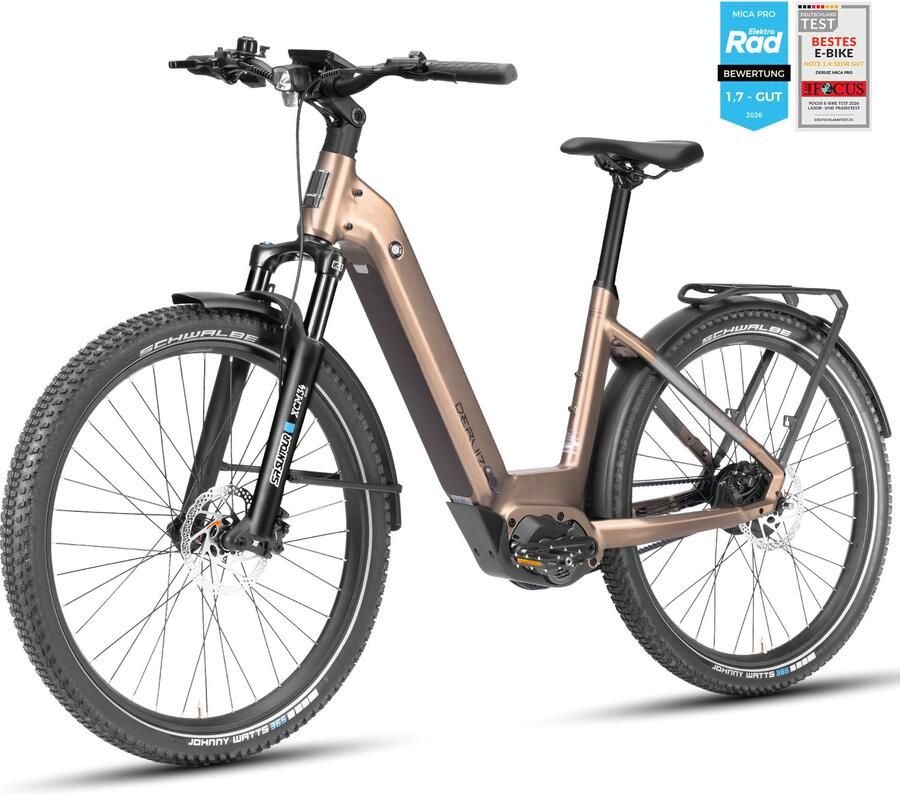 DERUIZ Mica Pro M L – Elektrische Fiets & – Lage Instap – 250W Middenmotor – 110Nm – 720Wh Samsung Accu – Tot 180 km Actieradius – Enviolo Traploos – Gates Riem – Hydraulische Schijfrem – 29 Inch – Brons Mat