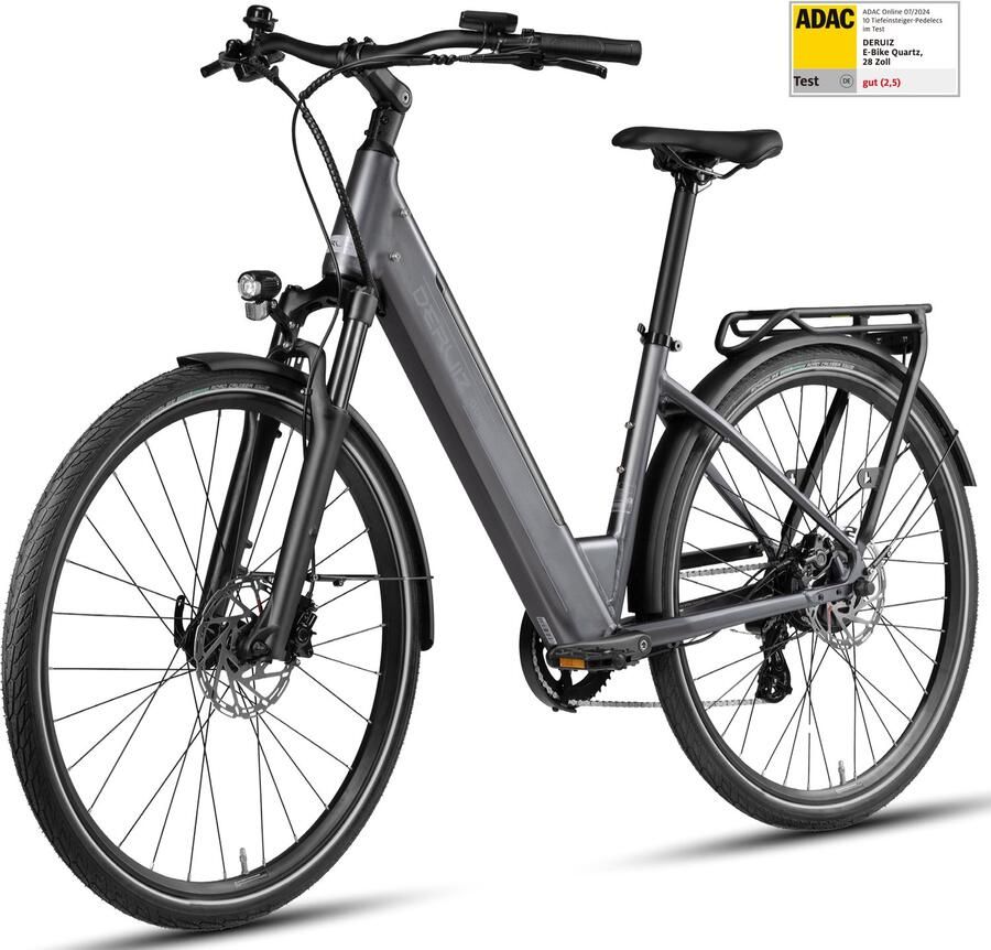 DERUIZ Quartz E-bike 28 inch 644 Wh Accu 55 Nm Hydraulische Schijfrem Zwart