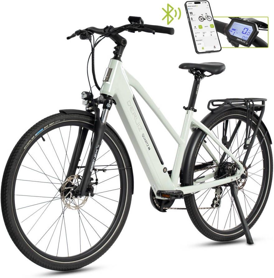 DERUIZ Elektrische Fiets Quartz-M Elektrische Stadsfiets 120 km Actieradius 483Wh 28 inch Shi o 8 Versnellingen Trapeziumframe Mechanische Schijfrem Inclusief Acculader & Gereedschap