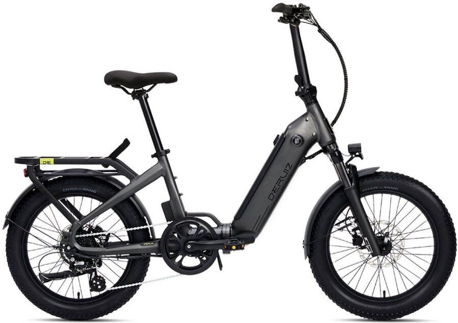 DERUIZ Peridot-elektrische fietsen vouwfiets voor dames en heren-elektrische fiets met 20 inch Banden-8-speed Shimano derailleurbak-kettingversnelling-48V 10.4Ah batterij-fatbike-opvouwbare E-bike-grijs
