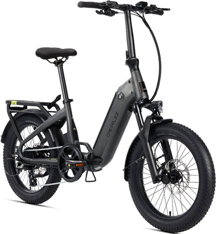 DERUIZ Peridot-elektrische fietsen vouwfiets voor dames en heren-elektrische fiets met 20 inch Banden-8-speed Shimano derailleurbak-kettingversnelling-48V 10.4Ah batterij-fatbike-opvouwbare E-bike-grijs