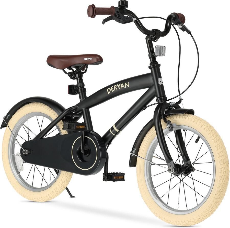 Deryan Coastline Kinderfiets 16 Inch Met standaard 3-7 Jaar Zwart