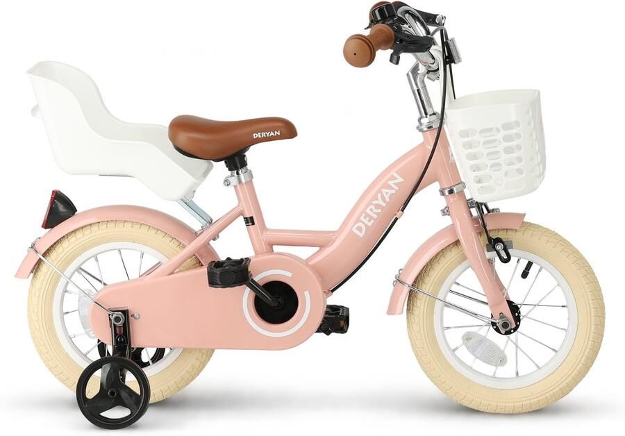 Deryan Zoey Kinderfiets 12 Inch Verstelbare Fiets met Mandje Roze - Foto 2