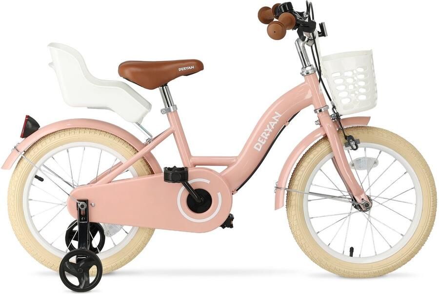 Deryan Zoey Kinderfiets 12 Inch Verstelbare Fiets met Mandje Roze