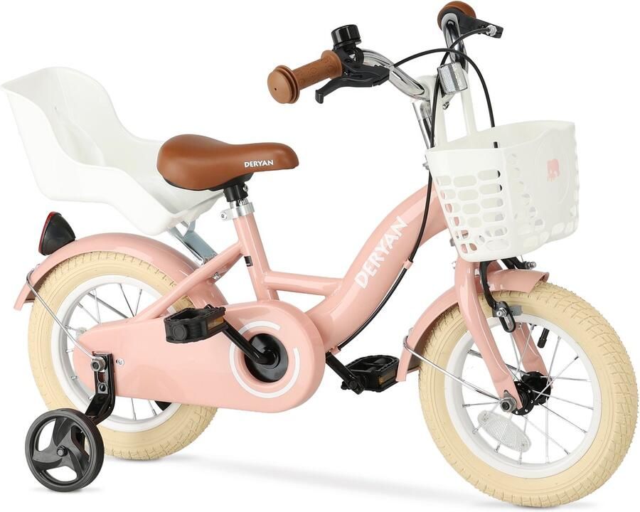 Deryan Zoey Kinderfiets 12 Inch Verstelbare Fiets met Mandje Roze