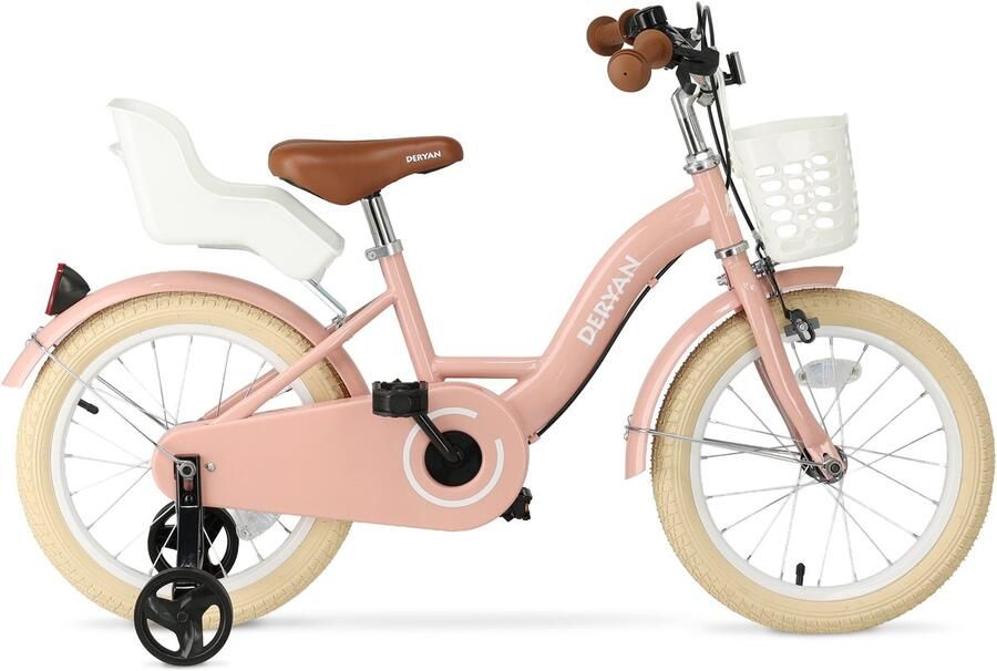 Deryan Zoey Kinderfiets 16 Inch Verstelbare Fiets met Mandje Roze - Foto 2