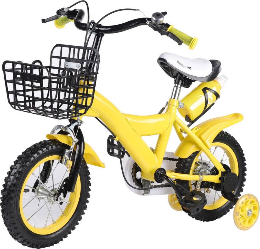 Deze informatie volgt nog Amalee Kinderfiets Geel Unisex 12 Inch Carbon Staal Met zijwieltjes Beginners fiets Met mand Met waterfles houder