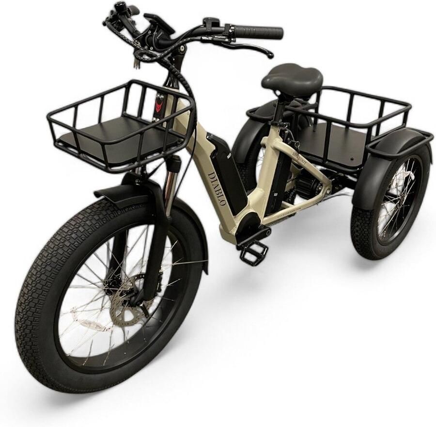 Diablo Big Foot Fatbike Driewieler Fiets Elektrisch Cargo Fashion Grey Grijs Twee accu's