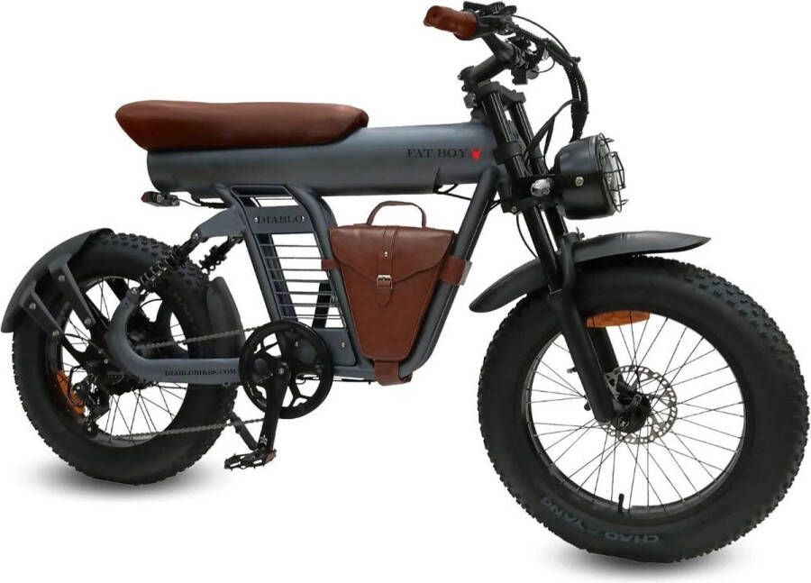 Diablo Fat Boy – Elektrische Fatbike E-Bike – Nieuw Model – Grijs – 250W Motor – Max 25 km u – 7 Versnellingen – Hydraulische Remmen