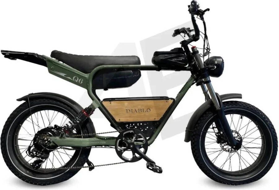 Diablo Q6 Fatbike 7RD Shi o en Hydraulische rem met alle Accessoires Mat Groen