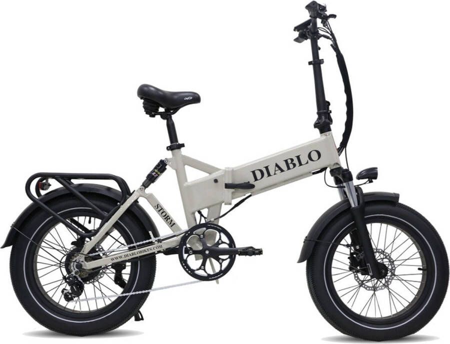 Diablo Storm – Elektrische Fatbike E-Bike – Nieuw Model – Grijs – 250W Motor – Max 25 km u – 7 Versnellingen – Hydraulische Rem