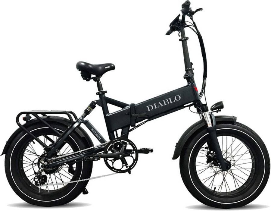 Diablo Storm – Elektrische Fatbike E-Bike – Nieuw Model – Zwart – 250W Motor – Max 25 km u – 7 Versnellingen – Hydraulische Rem