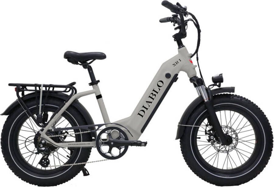Diablo XR1 – Elektrische Fatbike E-Bike – Nieuw Model – Grijs – 250W Motor – Max 25 km u – 7 Versnellingen – Hydraulische Rem