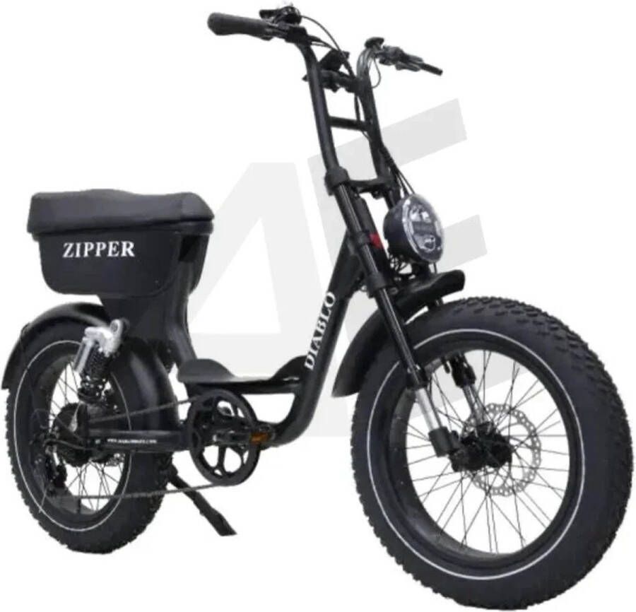 Diablo Zipper Fatbike 7SP Shi o Versnellingen en Achtervering Mat zwart