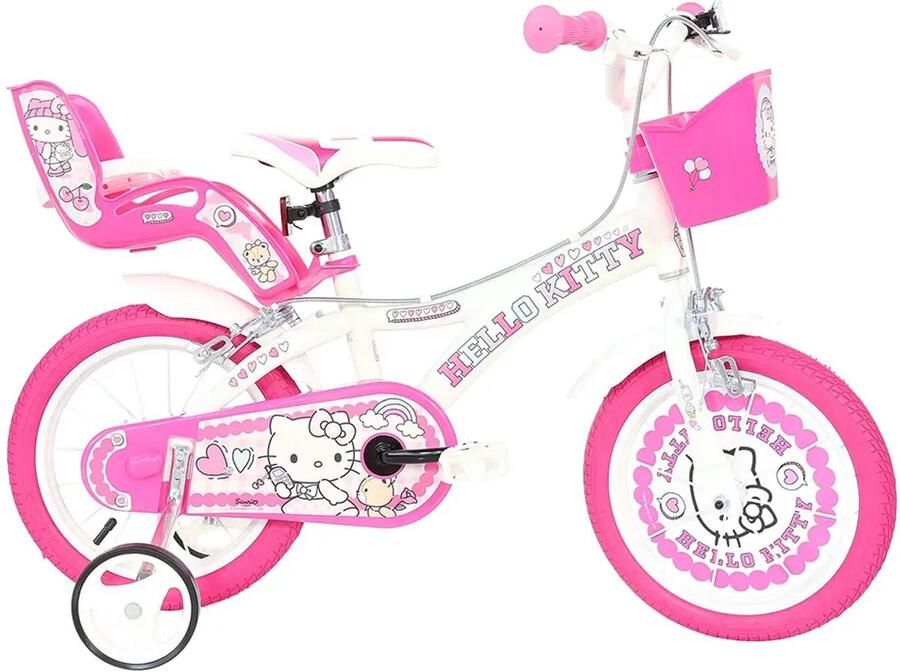Dino Bikes Hello Kitty Kinderfiets 14 Inch – Met Zijwieltjes – Meisjesfiets – 3 tot 5 Jaar