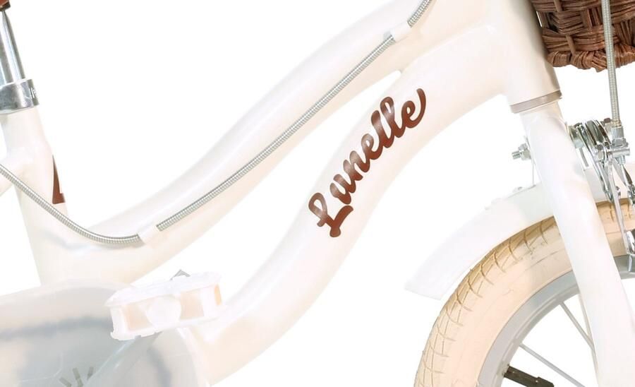 Dino Bikes Retro Kinderfiets 16 Inch Wit met Zijwieltjes – Meisjesfiets 4-7 Jaar