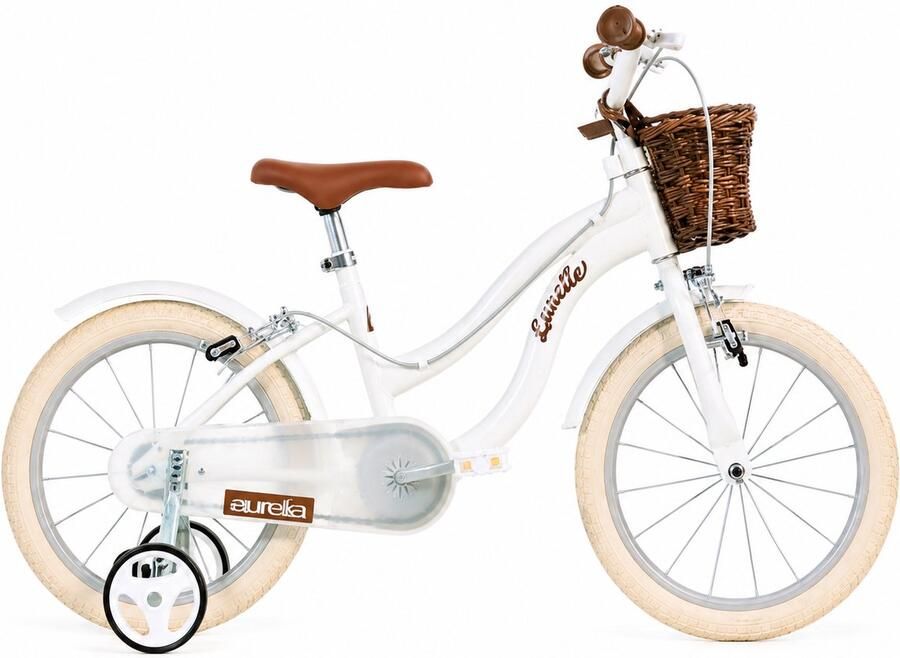 Dino Bikes Retro Kinderfiets 16 Inch Wit met Zijwieltjes – Meisjesfiets 4-7 Jaar