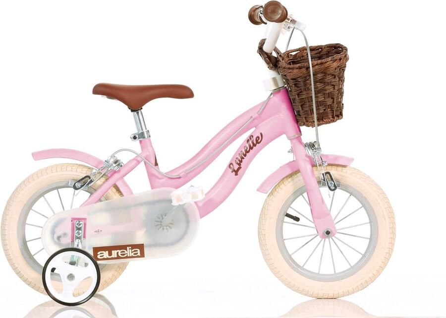 Dino Bikes Retro Meisjesfiets 12 Inch Roze met Zijwieltjes – Meisjesfiets 3-5 Jaar