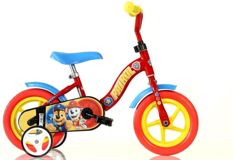 Dino Paw Patrol Kinderfiets 10 Inch van 1-3 Jaar met Zijwieltjes Jongensfiets Rood
