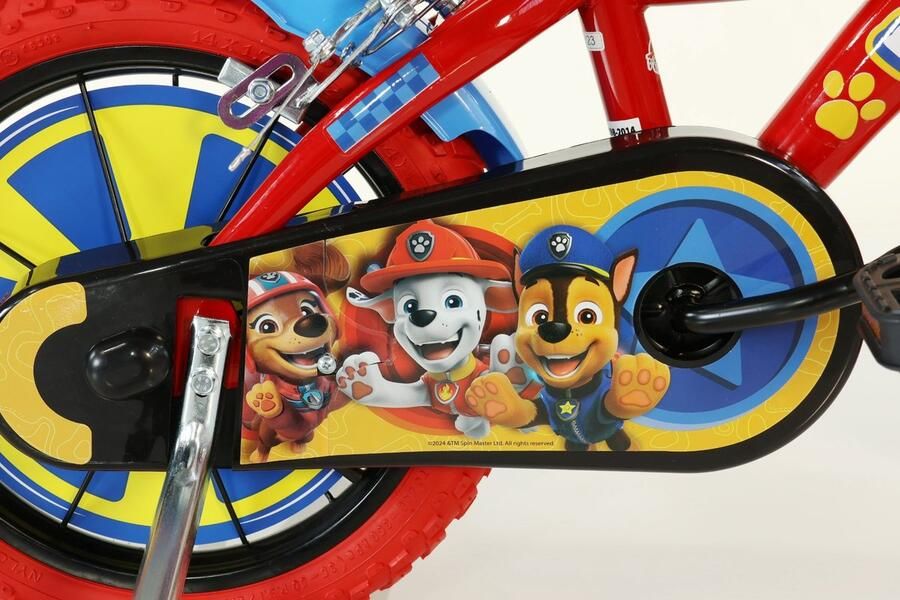 Dino Paw Patrol Kinderfiets 14 Inch Rood Met Zijwieltjes Geschikt voor 3 tot 5 Jaar 98-108 cm