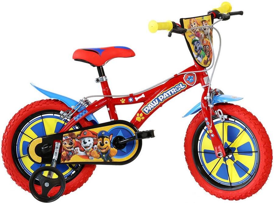 Dino Paw Patrol Kinderfiets 14 Inch Rood Met Zijwieltjes Geschikt voor 3 tot 5 Jaar 98-108 cm