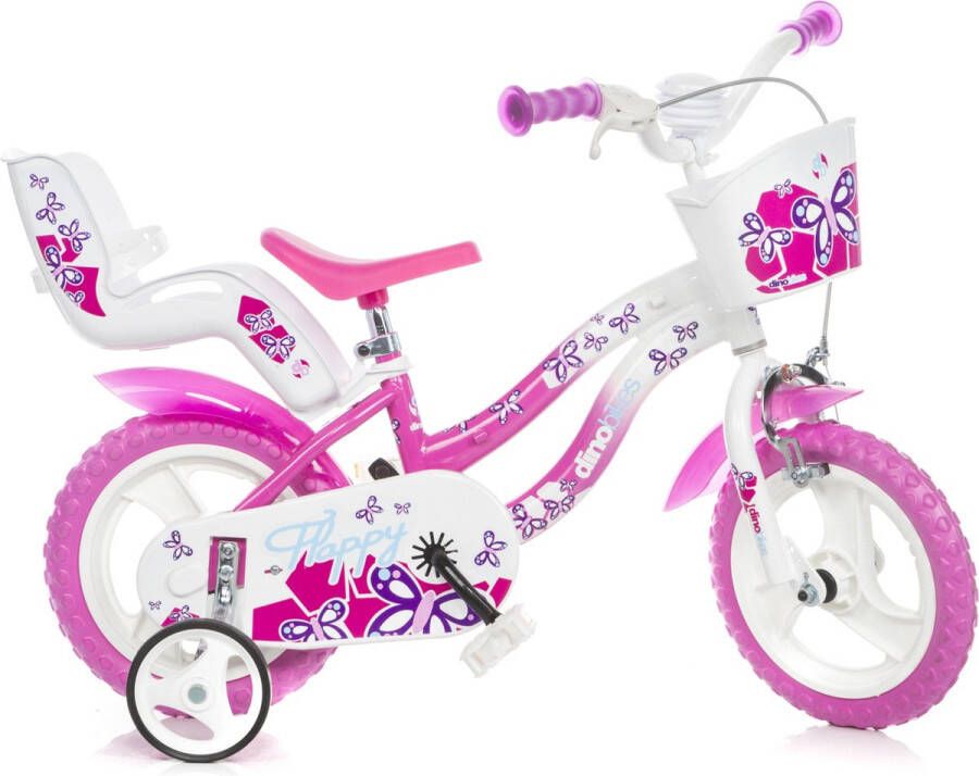 Dino Flappy 12 Inch 21 cm Meisjes Doortrapper Wit Roze