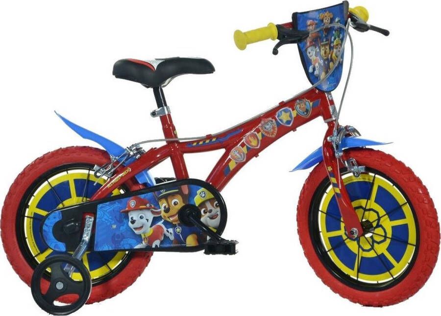 Dino Paw Patrol Kinderfiets 14 Inch Rood Met Zijwieltjes Geschikt voor 3 tot 5 Jaar 98-108 cm