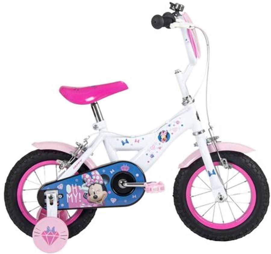 Disney Minnie Kinderfiets Meisjes 12 inch Wit Roze Twee handremmen
