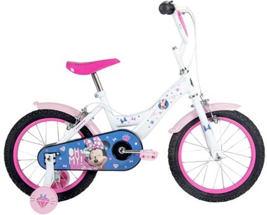 Disney Minnie Kinderfiets Meisjes 16 inch Wit Roze Twee handremmen