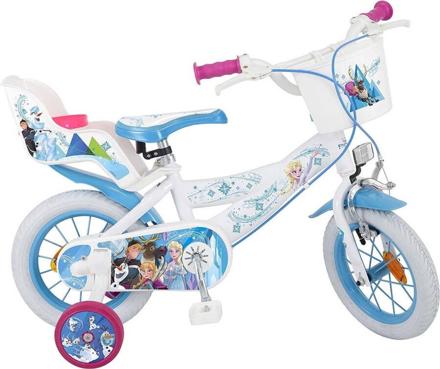 Disney Frozen Meisjesfiets Kinderfiets voor Meisjes 12 Inch 21 cm Knijprem Wit Blauw