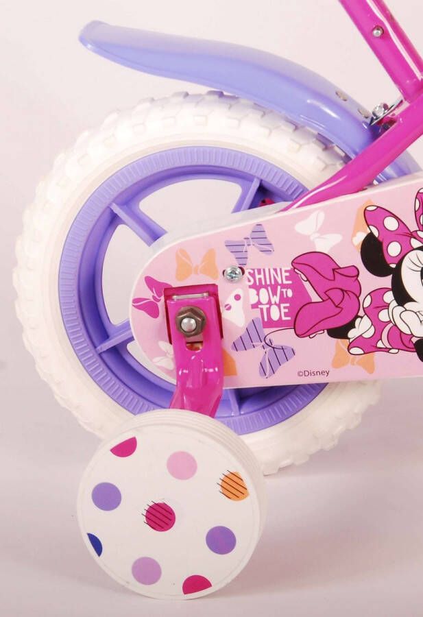 Volare Disney Minnie Cutest Ever! Kinderfiets Meisjes 10 inch Roze Wit Paars Doortrapper Met mandje