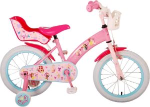 Volare Disney Princess Kinderfiets Meisjes 16 inch Roze Met mandje voor en poppenzitje achter