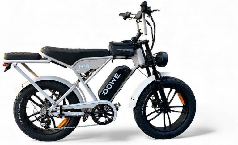 Dowe H10 Elektrische Fatbike 250W 25Km h – beige NFC 17 5Ah accu 100% legaal zonder gashendel beige fatbike Rijklaar Range 60-100 KM