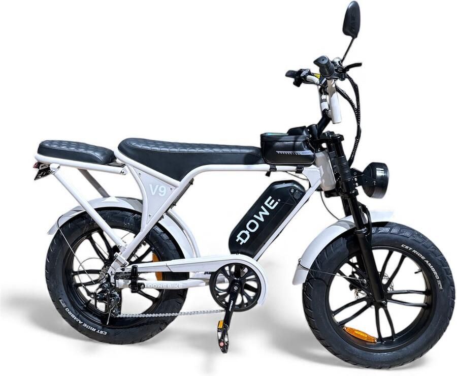 Dowe V9 Elektrische Fatbike Beige 250W 25 Km h NFC 17 5Ah Accu Zonder gashendel 100% legaal Beige fatbike 2026 Rijklaar Range 60-100 km