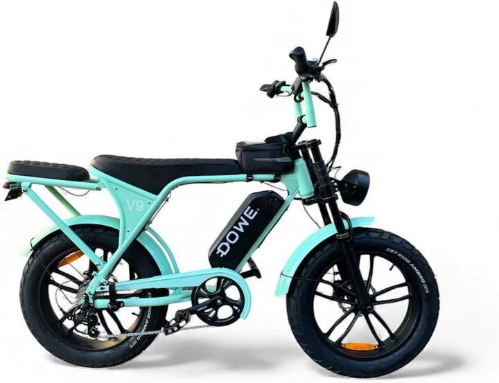 Dowe V9 Elektrische Fatbike Mint Groen 250W 25 Km h NFC 17 5Ah Accu Zonder gashendel 100% legaal Mint groene fatbike 2026 Rijklaar Range 60-100km