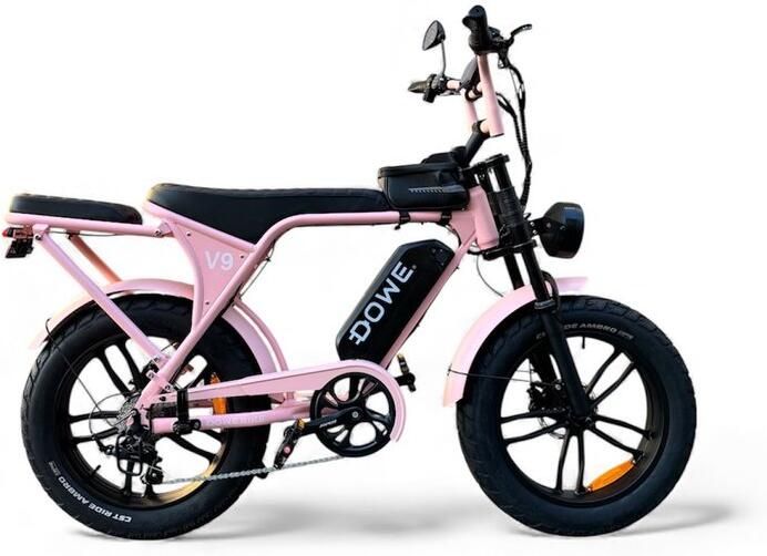 Dowe V9 Elektrische Fatbike roze 250W 25 Km h NFC 17 5Ah Accu Zonder gashendel 100% legaal roze fatbike 2026 Rijklaar Range 60-100 km