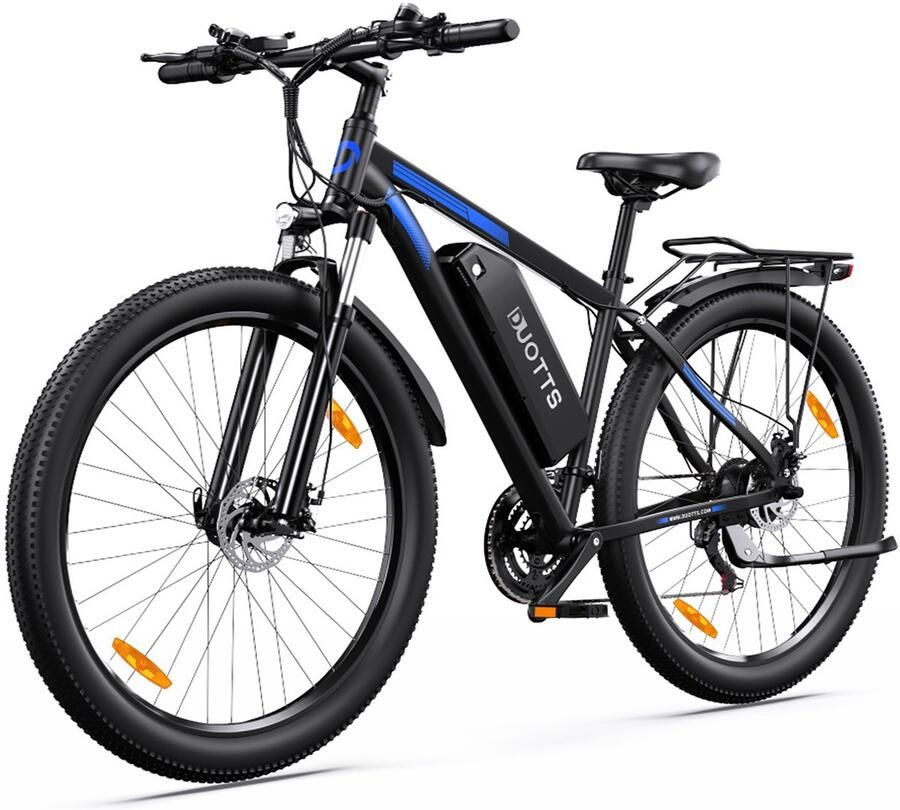 DUOTTS Elektrische Fiets C29 Krachtige 720Wh Verwijderbare Accu 100 km Bereik 29 inch 21 Versnellingen Kettenschakeling Achterwielaandrijving met Brushless Motor Inclusief Bagagedrager en LED-verlichting- Zwart