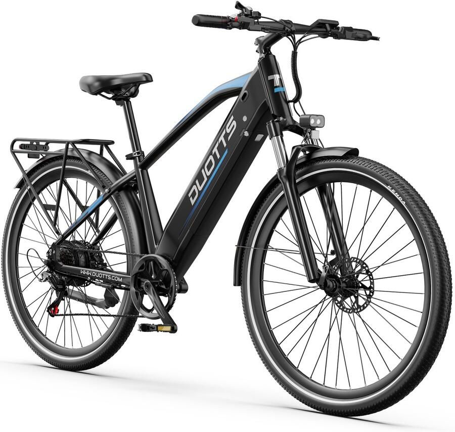 DUOTTS Elektrische Fiets C29 MAX 864Wh 18 Ah Accu 120 km Bereik 250W Motor 29 Inch Banden Shi o 7 Versnellingen Hydraulische Schijfrem Aluminium Frame Inclusief Bagagedrager Elektrische Stadsfiets zwart
